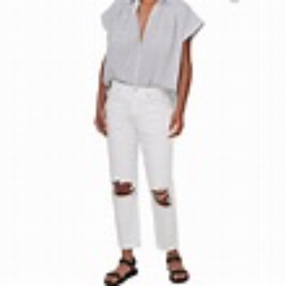 Citizens of Humanity Marlee ripped high rise relaxed white jeans
